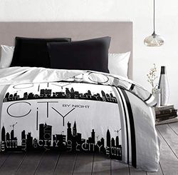 Home Linge Passion City by Night Conjunto de edredão, microfibra, cinzento-preto-branco, alto, 220 x 240 cm, 3