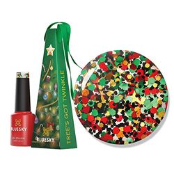 Bluesky Christmas Exclusive Gel Nail Polish Bauble 5ml, Tree's Got Twinkle, Green Glitter Soak-Off Gel Polish for 21 Day Manicure, Professional, Salon & Home Use, Requires Curing Under UV/LED Lamp