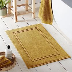 Drift Home - Tapis de Bain Ocre (50 x 80 cm) - Doux et Absorbant - Tapis de Salle de Bain Premium 550GSM - Coton Durable - Recyclé - Lavable - Tapis de Bain Ocre Jaune - Tapis de Bain Ocre