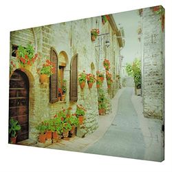 Ccretroiluminados Calle Mediaval en la Toscana Cuadro con luz, Metacrilato, Multicolor, 60 x 80