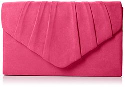 SwankySwans Vrouwen Iggy Suede Velvet Envelop Party Prom Clutch Bag Clutch, Roze (Fuschia)