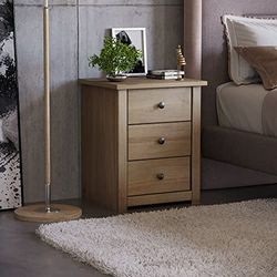 Vida Designs Panama nachtkastje borst 3 laden, gewaxt slaapkamermeubilair