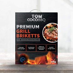 TOM COCO 38022 BBQ 10 kg premium grillbriketten van kokosnootschalen, zwart