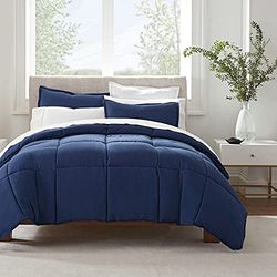 Serta Ultra Soft Hypoallergenic Solid Comforter Set, Polyester, Navy, Twin XL
