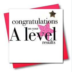 Claire Giles Hearts and Stars A Levels Congratulations Card - Pink