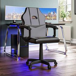 Vida Designs Racing Comet computadora para Juegos, Gris y Negro, Silla reclinable giratoria Ajustable de Piel sintética, Cuero, 101 x 58 x 55 Cm