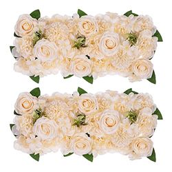 BLOSMON Bruiloft Eettafel Bloem Middenstuk 2 Stks Champagne Zijde Roos Bloemstuk Tafelloper Weglood Decoraties Kunstmatige Rose Bloemen Centerpieces voor Keuken Kamer Open Haard Decor