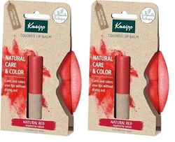 Kneipp, Bálsamo Labial con Color, Protector y Reparador Labial, Hidratante de Labios con Efecto Prolongado, Ingredientes Naturales, Pintalabios Color Rojo Natural Red (Paquete de 2)