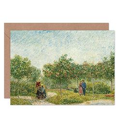 Artery8 Vincent Van Gogh Garden in Montmarte with Lovers Fine Art Greeting Card Plus Envelope Blank Inside