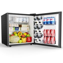 EUHOMY Minifrigorífico de 46 L con puerta reversible, termostato de 7 niveles + nevera de 39 dB, ultrasilencioso, pequeño para dormitorio/oficina, eficiencia energética, compacta (negro)