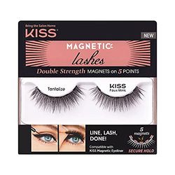 KISS Magnetic Lash Collection 1 Pair of False Eyelashes, Tantalize, Reusable Synthetic False Eyelashes With 5 Double Strength Magnets