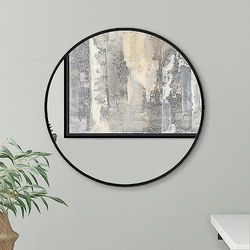 Americanflat 51 cm - Espejo Redondo de Pared - Espejo Decorativo para Baño, Recibidor, Tocador y Salón - con Marco de Aluminio, Negro