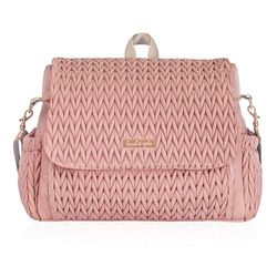 Hannah & Sophia Belle Convertible Baby Diaper Backpack & Messenger Bag in Rose Pink, Large Storage Space, Dual Sided Water Resistant Changing Pad Included, Detachable Shoulder Straps, Easy to Clean