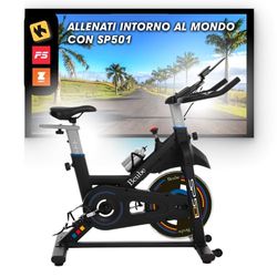 Bcube SP501 Fit bike, Bluetooth, APP Kinomap, Fitshow e Zwift, Regolazione sforzo infinitesimale, Manubrio regolabile verticalmente, Sensori hand pulse, Sella regolabile, Display LED.