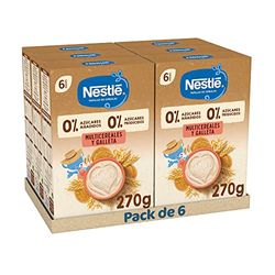 Nestlé 0% 0% Papilla de Cereales Multicereales con Galleta, a partir de los 6 meses, 6 x 270 g