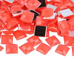 Gemas decorativas acrílicas cuadrado rosa fluor 16x16mm. 500u.Aprox.
