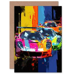 Artery8 Motorsport Sport Racing Cars Supercar Race for Husband Him Dad Son Brother Birthday Thank You Congratulations Blank Art Greeting Card