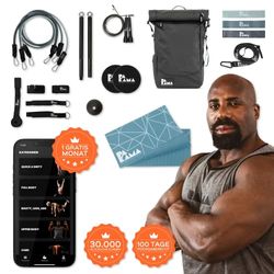 PAKAMA - Sports Bag 2.0 (10-delig) sportschool in een rugzak voor thuis en onderweg - XXL Athletics set voor spieropbouw, fitness en krachttraining (incl. 1 maand app), Berlijn Black, 25 Liter