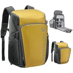 K&F Concept Zaino per fotocamera professionale, borsa impermeabile di grande capacità per fotocamera reflex digitale con scomparto per laptop 16 Pollici-Oro