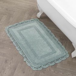 Laura Ashley - Tapete de banho (algodão, 24 x 40 cm), branco, água, 21 x 34 pol.