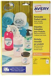 Avery Italia L7104REV-20 Etichette adesive carta bianca adesivo rimovibile nessun residuo, 20 fogli A4, rotonde diam 60mm, 12 etichette per foglio, adesivo rimovibile, stampanti laser e inkjet