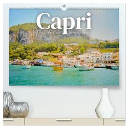 Capri - Im Golf von Neapel. (hochwertiger Premium Wandkalender 2025 DIN A2 quer), Kunstdruck in Hochglanz: Atemberaubende Felsenlandschaft direkt am Mittelmeer.