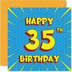 Divertidas tarjetas de cumpleaños 35 para hombres y mujeres, cómics, tarjeta de feliz cumpleaños para hija, hermana, hermano, papá, mamá, hijo, primo, tía, tío, tarjetas de felicitación, tarjeta de 35