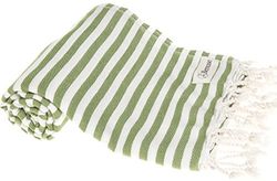 Bersuse 100% Coton - Malibu Asciugamano Turco - Fouta Peshtemal per Bagno e Spiaggia - Verde Oliva
