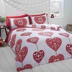 Rapport Home Cuore Scandi Heart BC-Set Copripiumino, Misura S, Colore: Rosso, Policotone, Super King