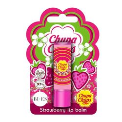 Chupa Chups Strawberry Flavour Lip Balm, Natural & Vegan, Hydrating & Nourishing, Perfect for Kids
