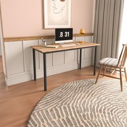 Bureau d'étude, Moderne, Noir, 87 x 47 x 74,8 cm, chipboard 100% mélamine, épaisseur 18 mm, Cadre en métal Robuste, élégant et Fonctionnel pour la Maison et Le Bureau
