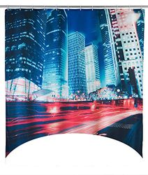 WENKO Rideau de Douche Downtown - Lavable, avec 12 Anneaux, Polyester, 180 x 200 cm, Multicolore
