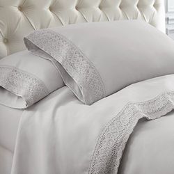 Pacific Coast Textiles 4-delige gehaakte kant microvezelplaat set, 4-delig