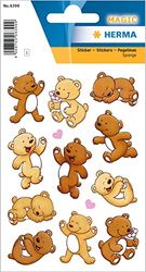 HERMA 6399 - Adesivi per bambini, orsetti con cuore (11 adesivi, schiuma morbida opaca), autoadesivi, motivo permanente, per ragazze e ragazzi, multicolore