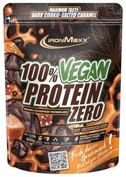 IronMaxx 100% Vegan Protein Zero - Dark Cookie Salted Caramel 500g | Poudre de protéine sans sucre et riche en protéines composée de 4 ingrédients | Poudre de protéine véganes sans aspartame