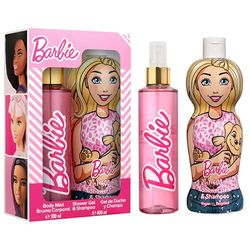 Barbie Scent Gift Set, Includes Natural Body Mist (200 ml) and 2 in 1 Shower Gel and Shampoo (400ml), Vegan and FSC Approved Perfect Gift Set for Kids