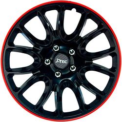 J-Tec Set di 4 Copricerchi Hero GTR 16 Pollici Nero/Bordo Rosso