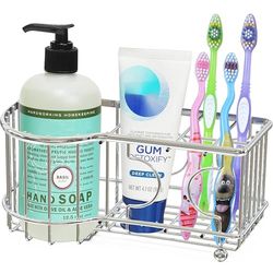 Simple Houseware Porte-Brosse à Dents Multifonction 6 emplacements Chromé