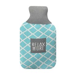 Bolsa de Agua Caliente 1,7L, Forro Azul, Dimensiones 20x32x4 cm, Flexible, Tacto Agradable, Ideal para Aliviar Dolor y Proporcionar Calor.