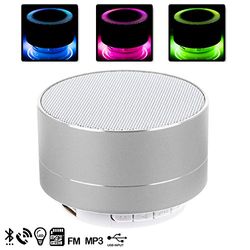 Silica DMT114SILVER - Altavoz Bluetooth metálico con Manos Libres y luz LED, Color Silver