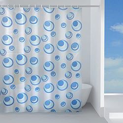 GEDY G-Orbita 240 x 200 cm, van PEVA-stof, lichtblauw, Design R&S, douchegordijn met 12 ringen, 2 jaar garantie, uniek