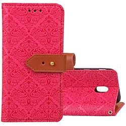 Carcasa de telefono for Galaxy J7 (2017) / J730 (versión de la UE) Funda de cuero con relieve horizontal estilo europeo con soporte y ranuras for tarjetas y billetera y marco de fotos y cordón (negro)