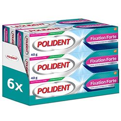 Polident - Fixation Forte - Crème Adhésive Forte Toute La Journée - Pour Prothèses Dentaires Partielles ou Complètes - lot de 6x40g