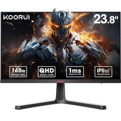 KOORUI 23.8 Pulgadas Gaming Monitor, 2K Monitores QHD(2560 * 1440p), 165hz Verticales PC Monitors Adaptive Sync (Nano-IPS, 1ms, Eye Care, HDR 10, 100% SRGB, VESA 100x100mm, Altura Ajustable)