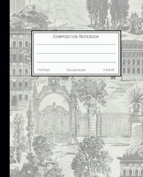 Composition Notebook College Ruled: Vintage Europe Illustration | Aesthetic Journal For School, College, Office, Work | Wide Lined