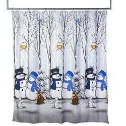 SKL Home - Winter Friends - Rideau de Douche Bonhomme de Neige - Bleu