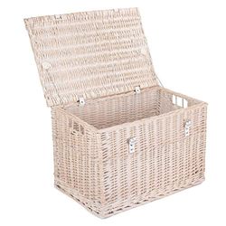 Red Hamper 61cm White Wash Chest Picnic Wicker Basket