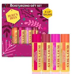 Burt's Bees Juego de bálsamos labiales, paquete múltiple de regalo, melocotón dulce, sandía, granada y pitahaya y limón, 4 x 4,25 g