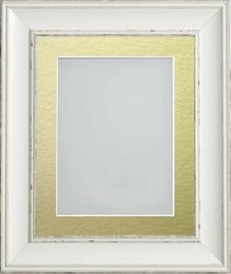 Frame Company Brooke Antique White Photo Frame, Gold Mount, 12x10 for 10x8 inch, fitted with perspex