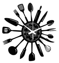 Instant Karma Clocks | Orologio da Parete Cucina Utensili Chef | Design Artistico con Posate | Decorazione Moderna Gourmet per Cucina Sala da Pranzo | Idea Regalo per Amanti della Cucina